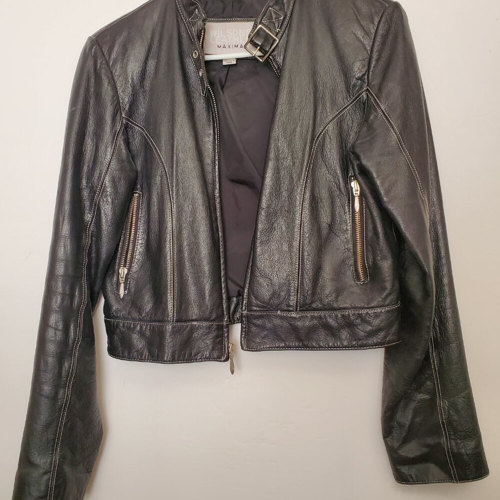 Women’s Vintage Wilsons Leather Cropped Moto Jacket Size M - Picture 2 of 9